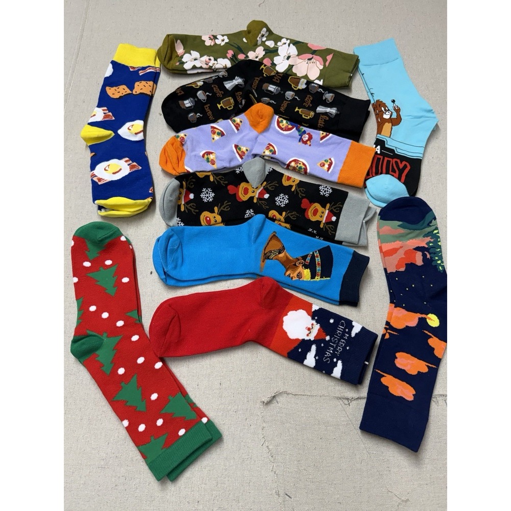 10 Pairs Novelty Crew Socks Mixed Designs EU 36–42 US Women’s 6–10 New #9